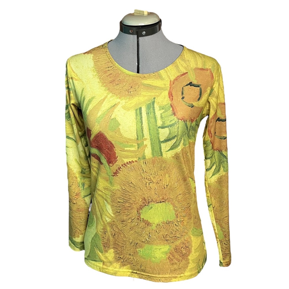 Van Gogh Museum Amsterdam Sunflower Painting Long Sleeve Shirt Woman’s Small